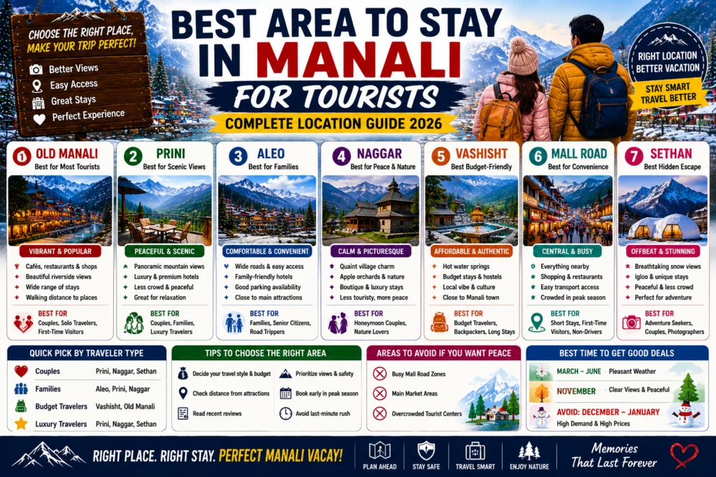 best area to stay in Manali for tourists, where to stay in Manali, best places to stay in Manali, Old Manali hotels, Prini hotels Manali, Aleo hotels Manali, Naggar stay guide, Sethan stay guide, Manali accommodation guide