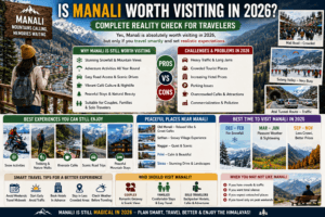 is manali worth visiting in 2026, is manali worth visiting now, should i visit manali in 2026, manali travel reality 2026, pros and cons of visiting manali, is manali overcrowded now, best time to visit manali in 2026, peaceful places near manali, is manali still beautiful, manali travel guide 2026, manali tourism 2026, is manali good for honeymoon