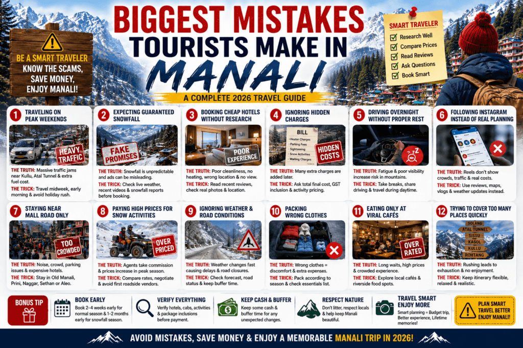 Biggest mistakes tourists make in Manali, mistakes tourists make in Manali, Manali travel mistakes, common mistakes in Manali trip